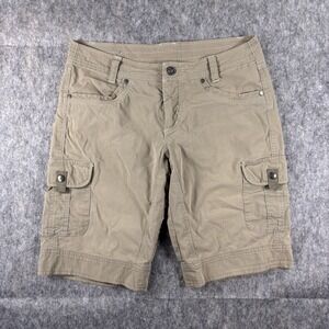 Kuhl Shorts Womens 6 x 10" Tan Vintage Patine Dye Pockets Cargo Gorpcore Camping
